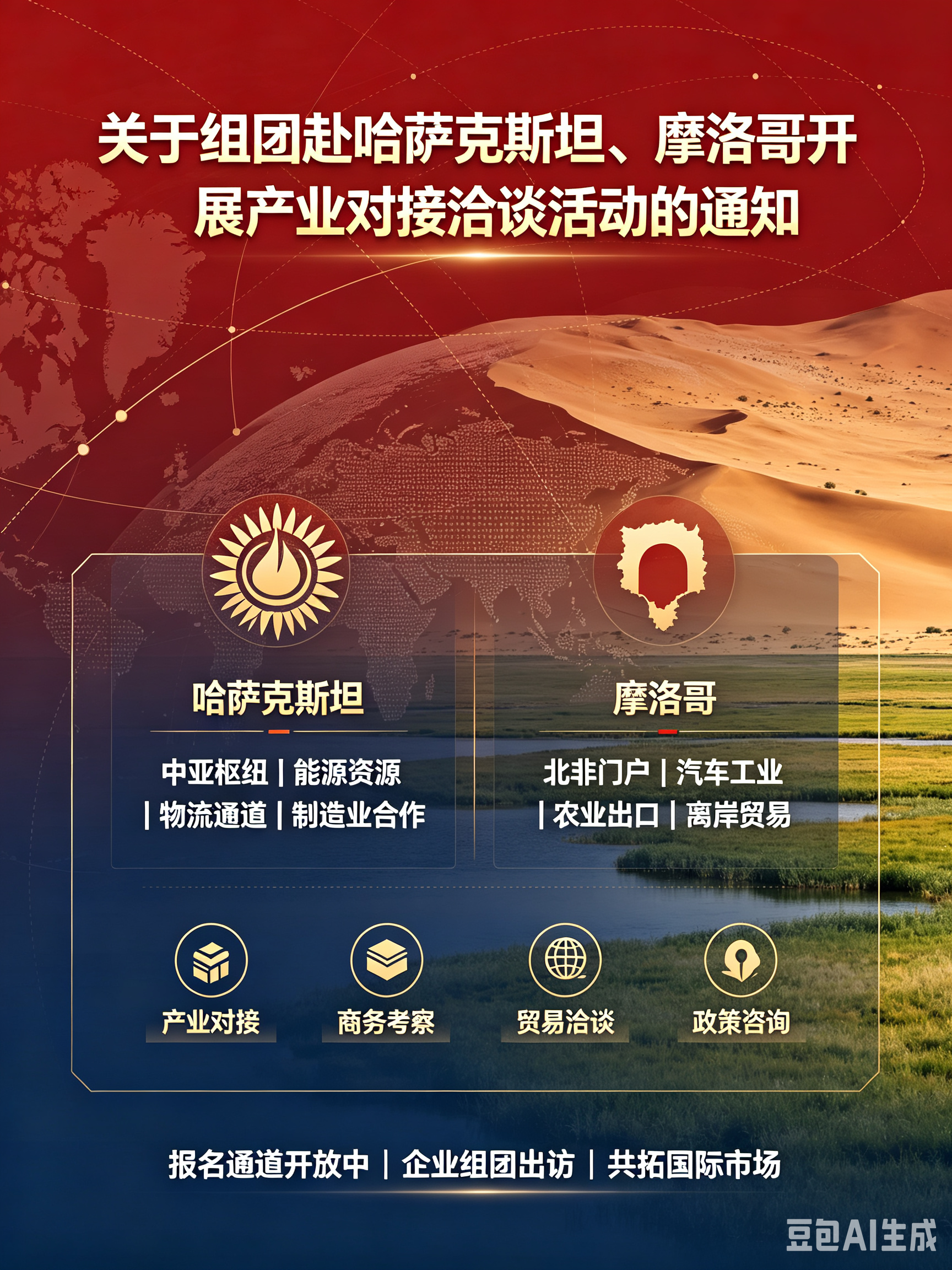 预告 | 关于组团赴哈萨克斯坦、摩洛哥开展产业对接洽谈活动的通知